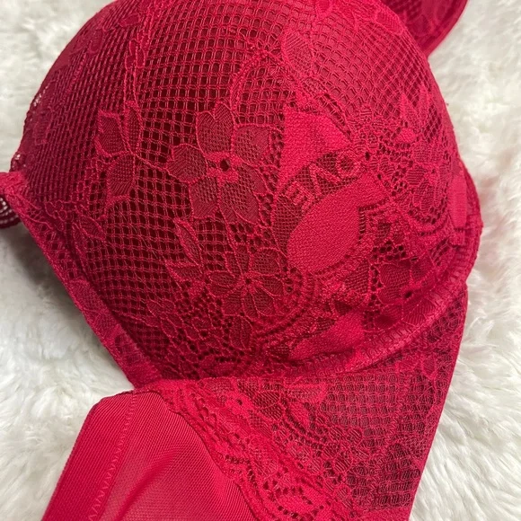 XO Plunge Push-Up Tattoo Lace Straight Back Bra 46D - Picture 14 of 16